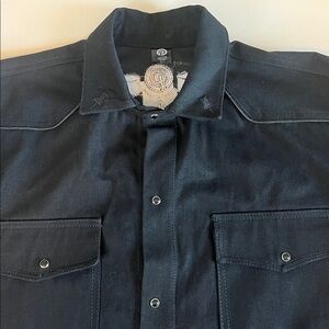 Men's Western Wear Embroidered Shacket Black Size M/L